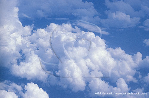 Puffy Cumulus from above the clouds (aerial view)