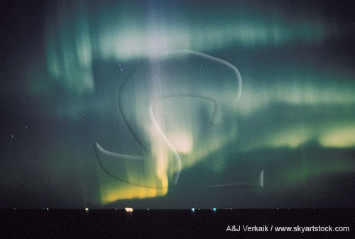 Fringed curtains of Aurora Borealis (northern lights)