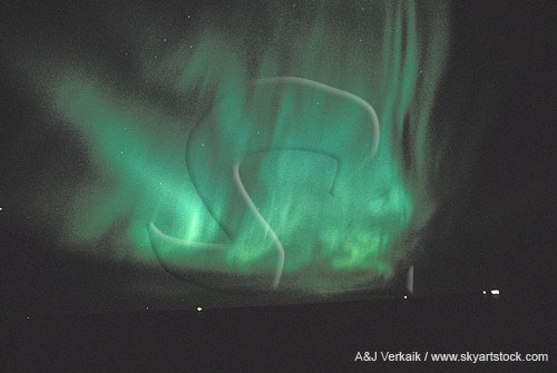 Swirls of green drapery in a display of northern lights