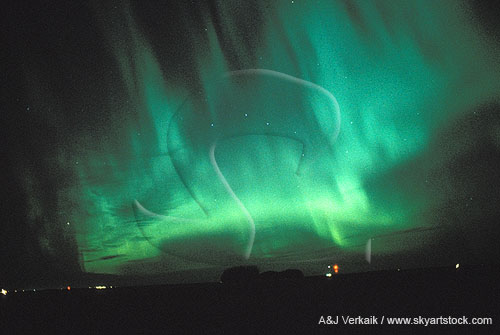 Streaks and bands of northern lights (Aurora Borealis)