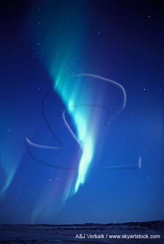 Bright streaks in an arc of northern lights (Aurora Borealis)