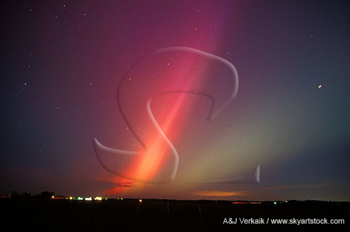 Brilliant spears of red, pink and green Aurora Borealis 