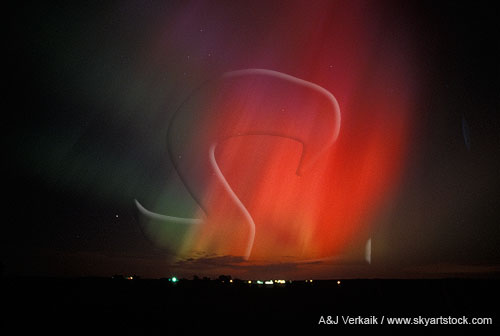 Seeing red, with spears of red northern lights (Aurora Borealis)