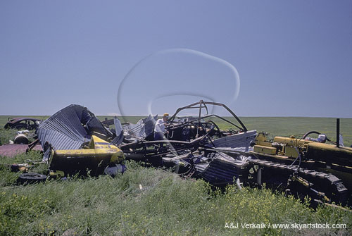 Tornado damage: twisted farm machinery