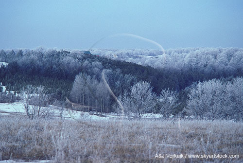 A countryside coated with frost (hoarfrost)