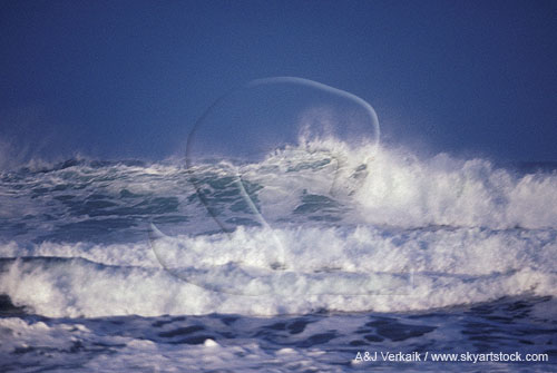 Rough waters with foam during a gale on the Pacific Ocean