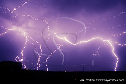 Wildly erratic lightning with a brilliant highly electric bolt