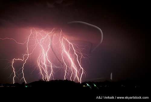 A dense explosion of finely detailed lightning strikes