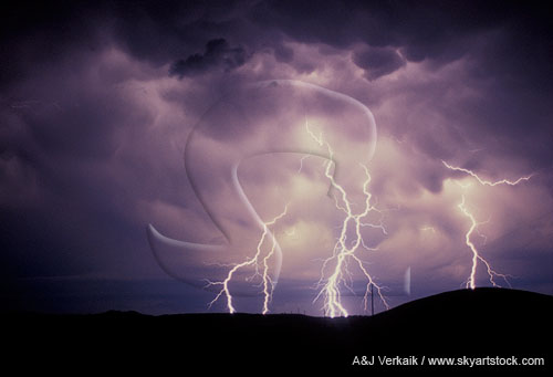 Brilliant lightning in a stormy sky