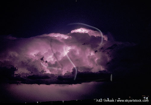 Intracloud lightning flashes create lightbulb effect in thunderhead
