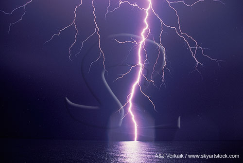 Very close intense multiple-strike lightning discharge with return strokes
