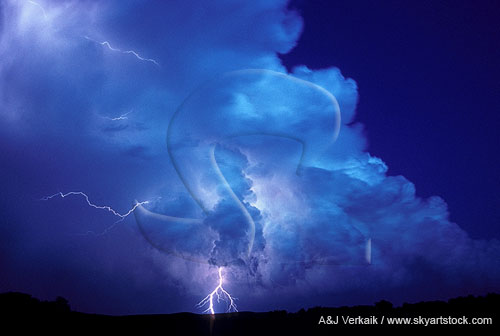 Cumulonimbus cloud bank with lightning
