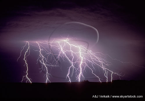 Barrage of cloud-to-ground lightning strikes