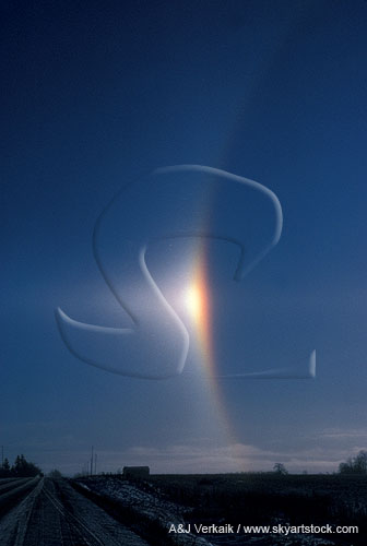 A brilliant sundog, an optical effect caused by refraction of sunlight