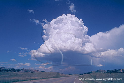 A large, isolated Cumulus Congestus cloud with cauliflower top