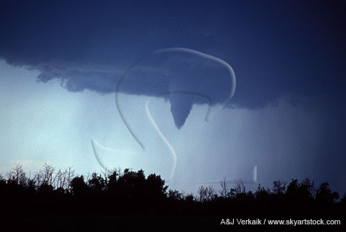 A laminar funnel cloud warns of an imminent tornado