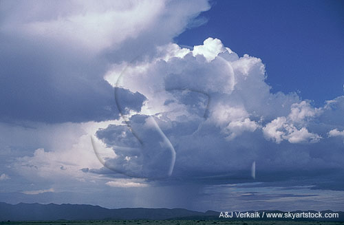A small single-cell thundershower cloud formed in light winds