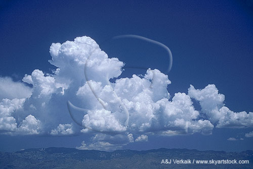 Cloud types, TCu: Cumulus Congestus with bright cauliflower ears