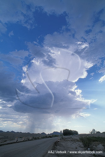 A small boiling high-based storm cloud