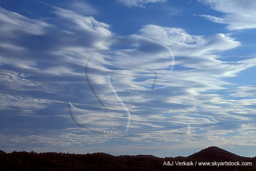 Cloud types, Ac, Acl: an unusual example of Altocumulus clouds 
