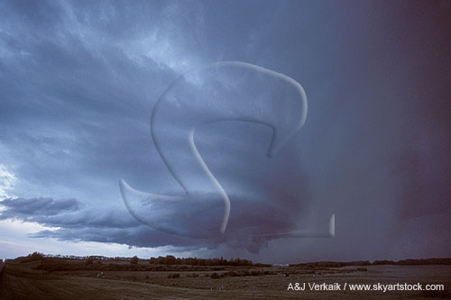 Supercell with a pronounced mesocyclone (banded circular region)