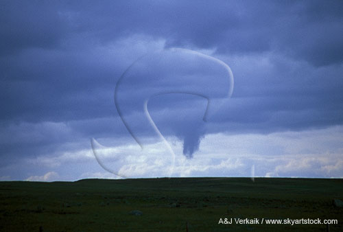 An unusual funnel cloud formed in cold-air but with no storms nearby