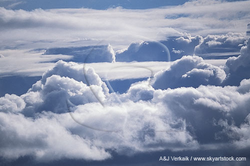 Heavenly puffs of cloud in an aerial cloudscape