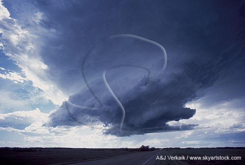 Two cloud lowerings below the mesocyclone on a small supercell