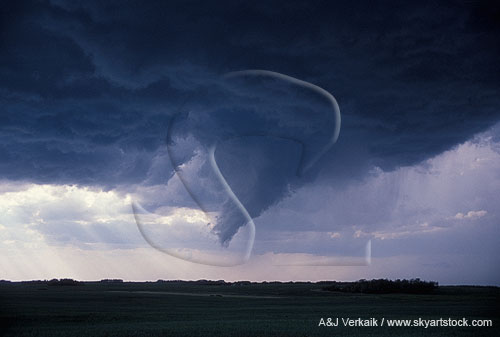Mesocyclone and rotation inside the storm, with a funnel