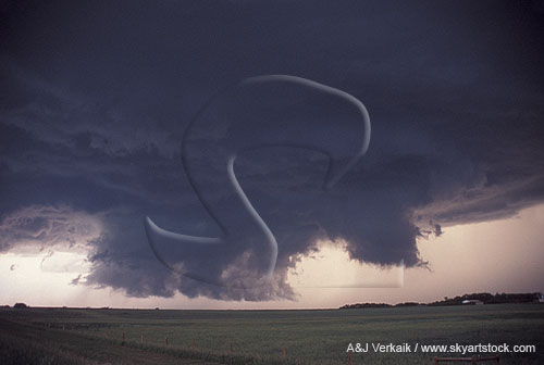 Supercell mesocyclone: low clouds with a loosely circular structure