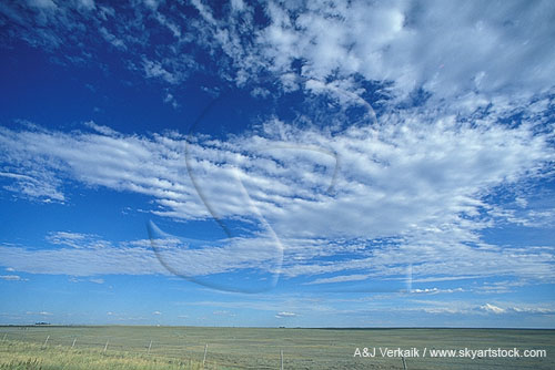 Cloud types, Ac: a thin, crumbly Altocumulus cloud with billows