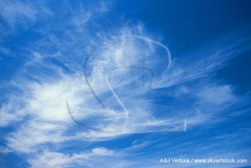 Fibrous cloud texture in a soft blue sky abstract