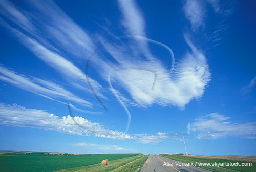 Cloud types, Ac: wafers of smooth Altocumulus clouds in streaks