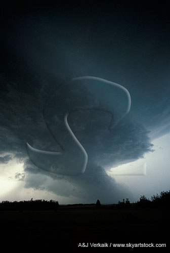 A high-precipitation supercell developing a wall cloud