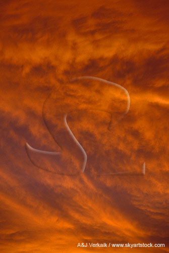 Abstract texture: dusk washes brushy clouds with intense red light 