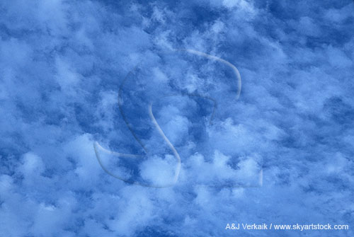 Small tufted turrets of cloud in a textured sky abstract