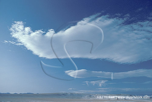 Lenticular clouds due to a mountain standing lee wave pattern