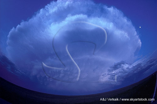 Fish-eye view of an immense Cumulonimbus storm cloud