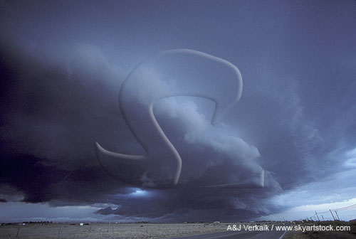 Dark cloud bank in a threatening stormy sky