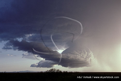 Rare unusual cloud form in inflow-outflow region of a storm