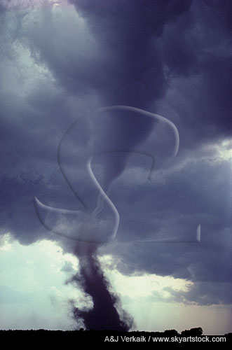 Tornado with debris cloud, part of sequence