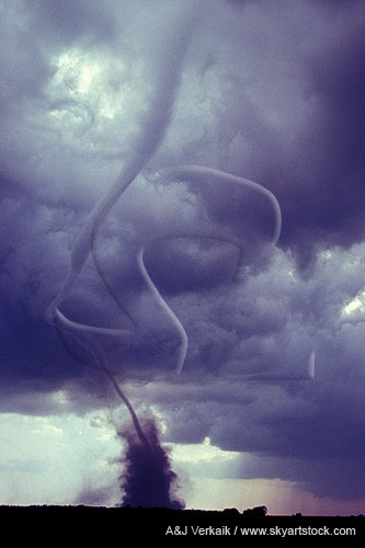 Close look shows visible funnel as a measure of tornado strength