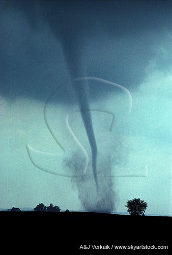 Close-up of tornado with destructive vortex