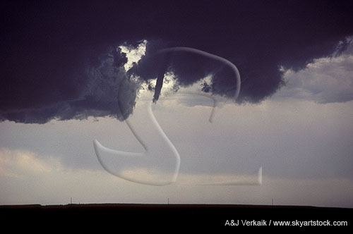 Spaghetti, or shear, funnel on high-based supercell storm