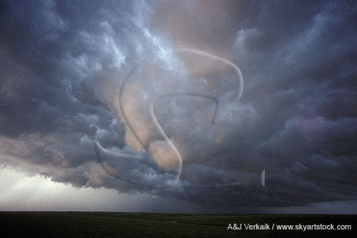 Turbulent underside of a storm cloud