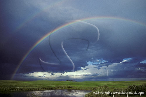 A double rainbow with rain evaporating to Virga