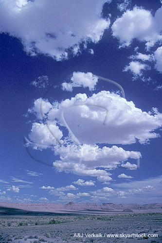 Puffy clouds drift carefree, inspiring reverie.