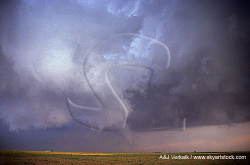 Overview of classic supercell storm with a tornado