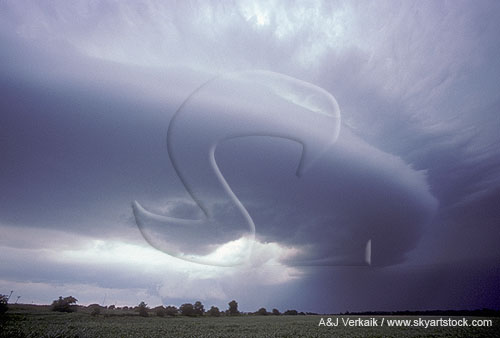 A strange rotating cloud pushes forward in a powerful storm