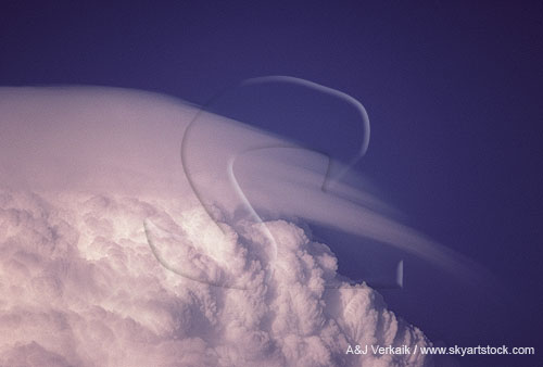 Close view of Pileus cap cloud over crunchy convective detail